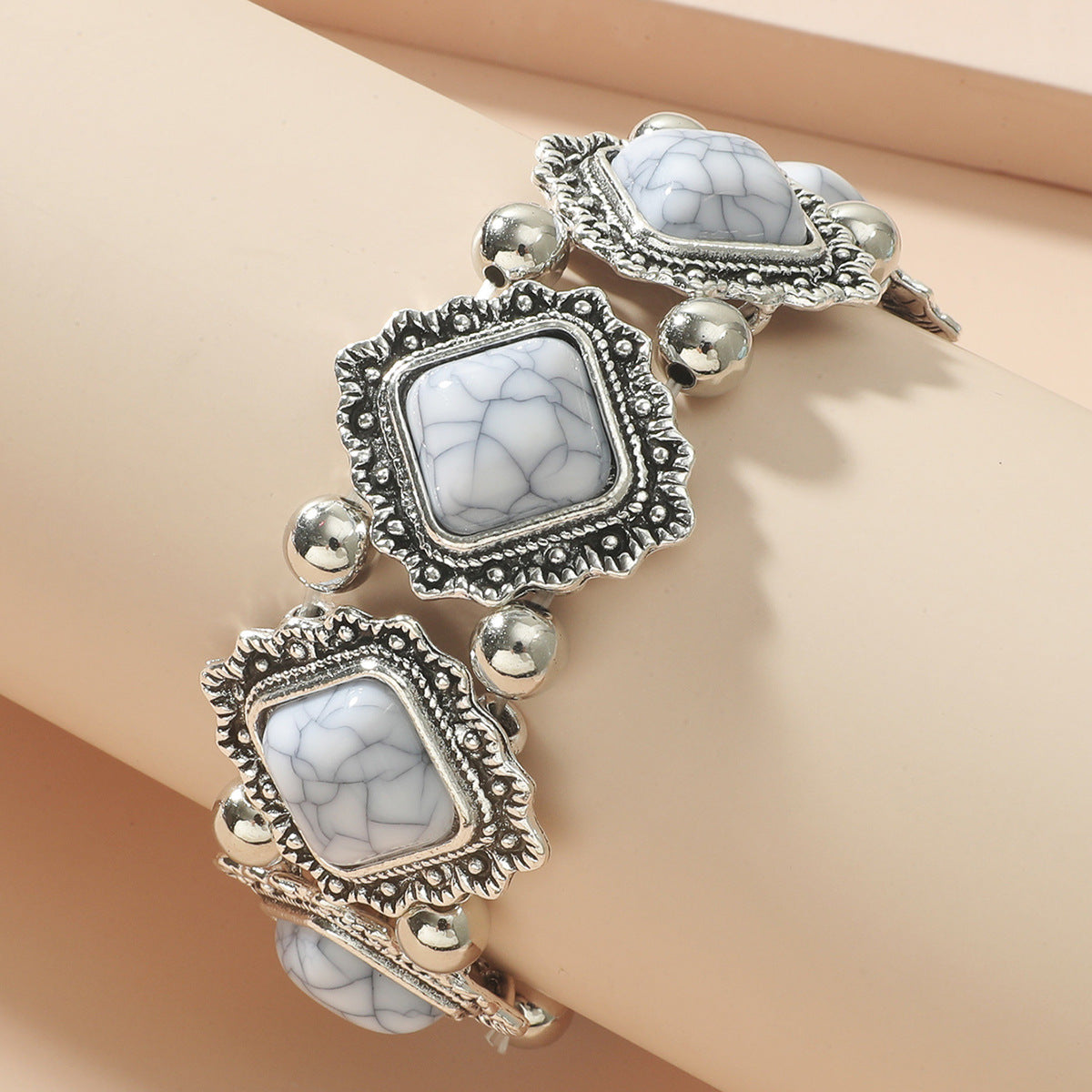 Wholesale Vintage Alloy Turquoise Stretch Bracelet Bohemian Bracelet